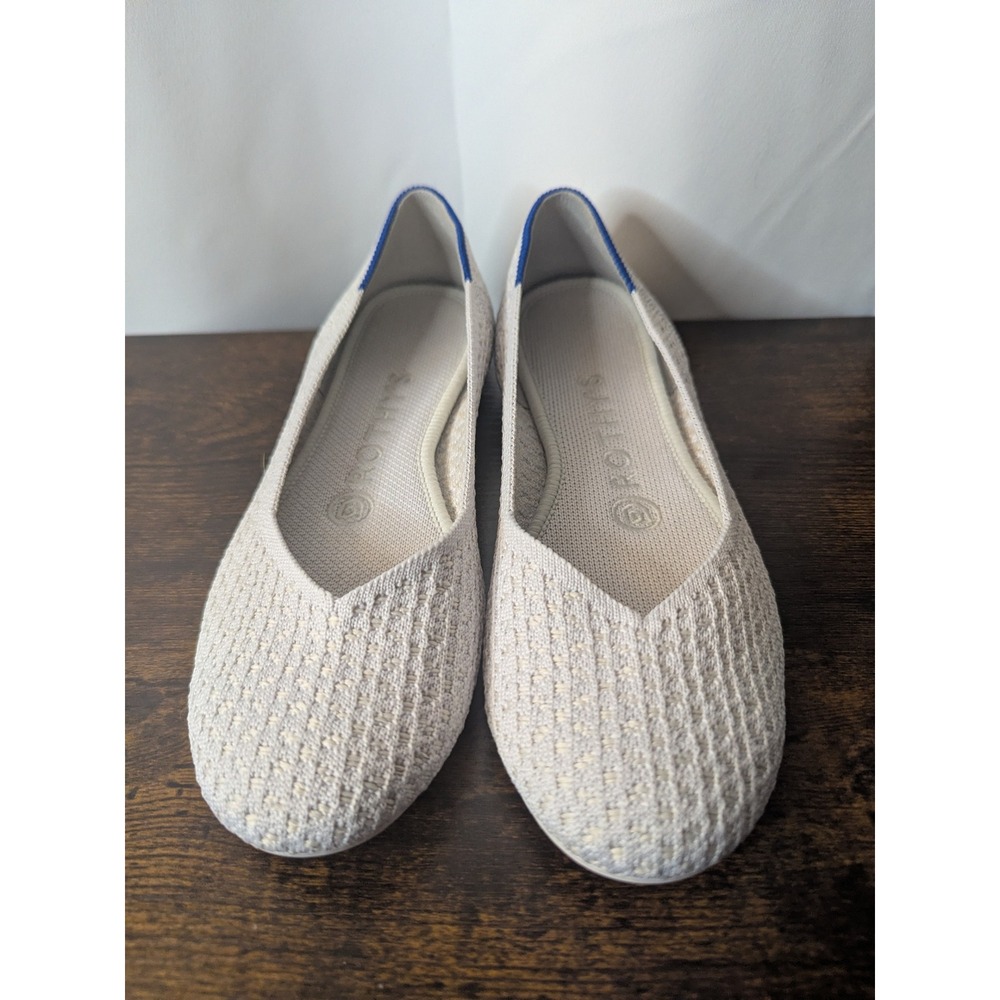 Rothys Cream White Textured Knit Almond Toe Flats Shoes Womens 6.5